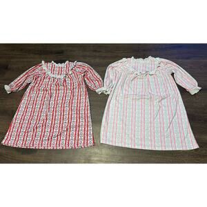 Lot Of 2 Lanz Of Salzburg Girls Nightgown Long Sleeve Red & Pink Floral 2T